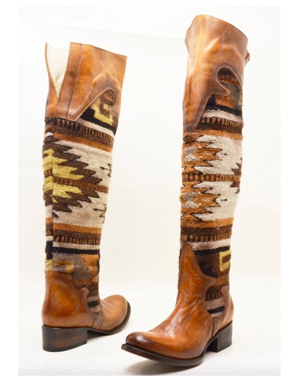 Freebird By Steven Over the Knee Blanket Sun Boots Cognac Boho Festival